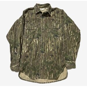 Vintage Cabelas Mens Realtree Camo Flannel Shirt Heavyweight Cotton Bark Medium